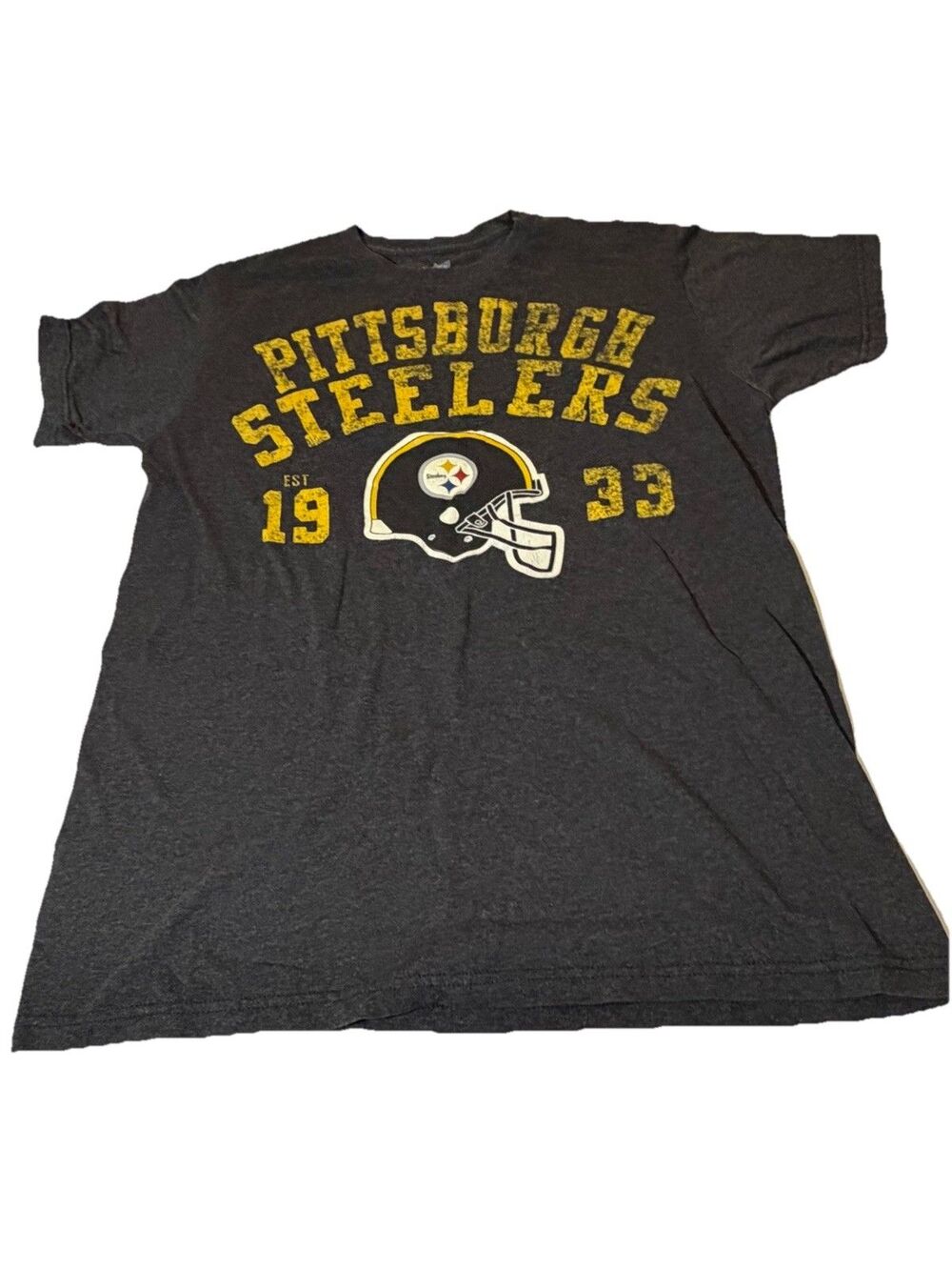 Pittsburgh Steelers T Shirt Men’s Large Gray NFL Football Graphic Tee
